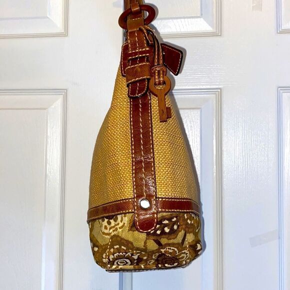 New Fissile Canvas And Leather Hobo Shoulder Bag - Picture 3 of 8